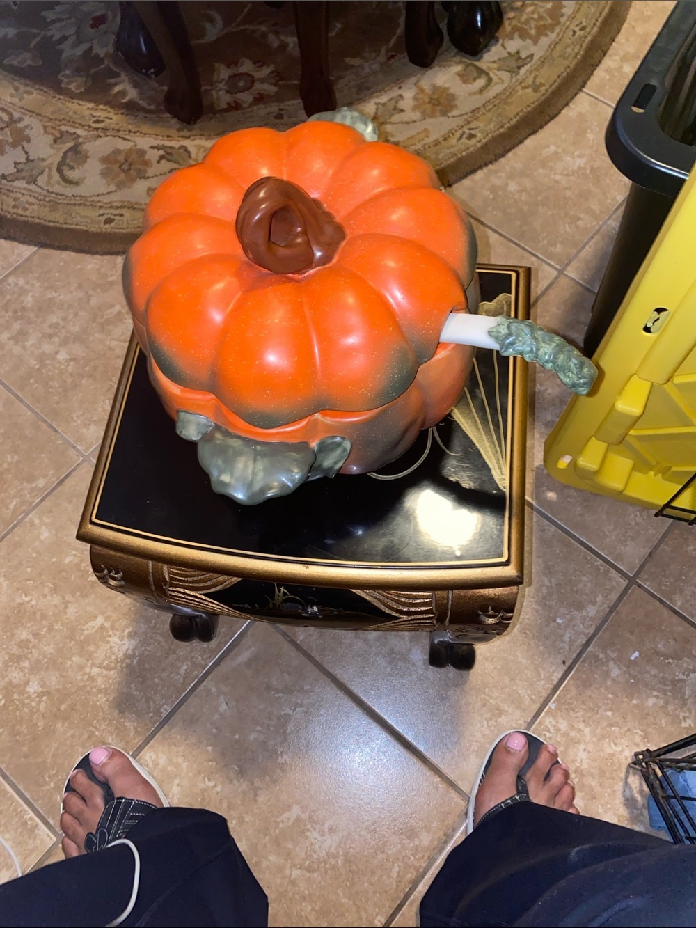 Studio Nova Ceramic Pumpkin Fall Harvest Tureen with Leaf Handle - Orange - Picture 6 of 9